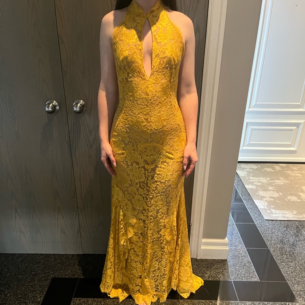 Vintage yellow lace gown